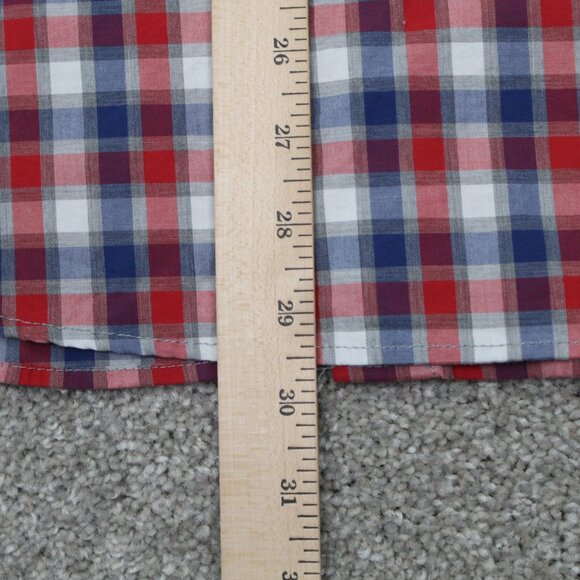 Banana Republic Camden Fit Shirt Mens Medium Red/Blue Custom 078 Wash L/S Cotton - Picture 11 of 11